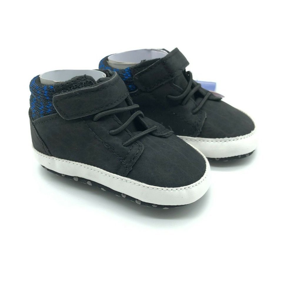 Valen Sina Baby Boys Sneakers Soft Sole Hook & Loop Faux Suede Black Size 1